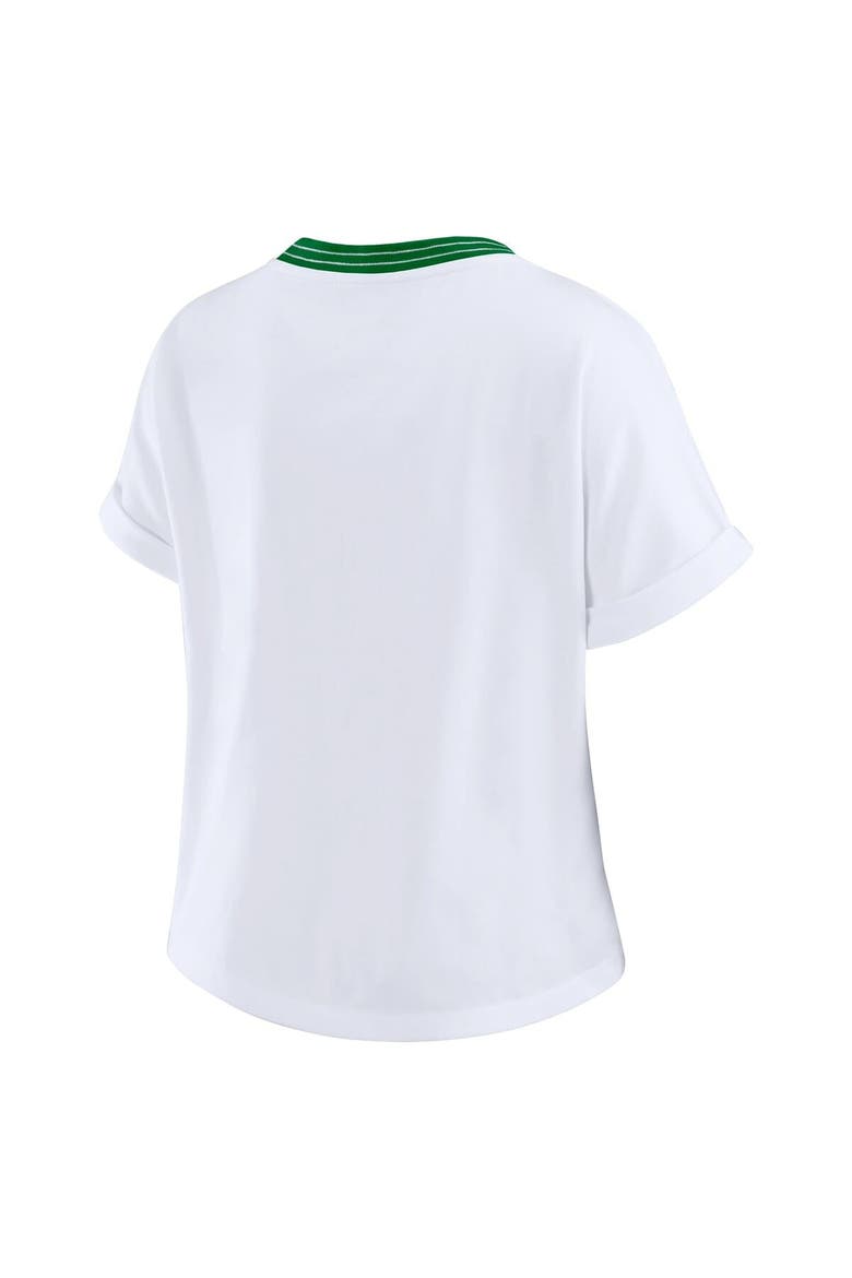 Women's WEAR by Erin Andrews White Philadelphia Eagles Cropped Center Stripe Dolman T-Shirt, Alternate, color, White