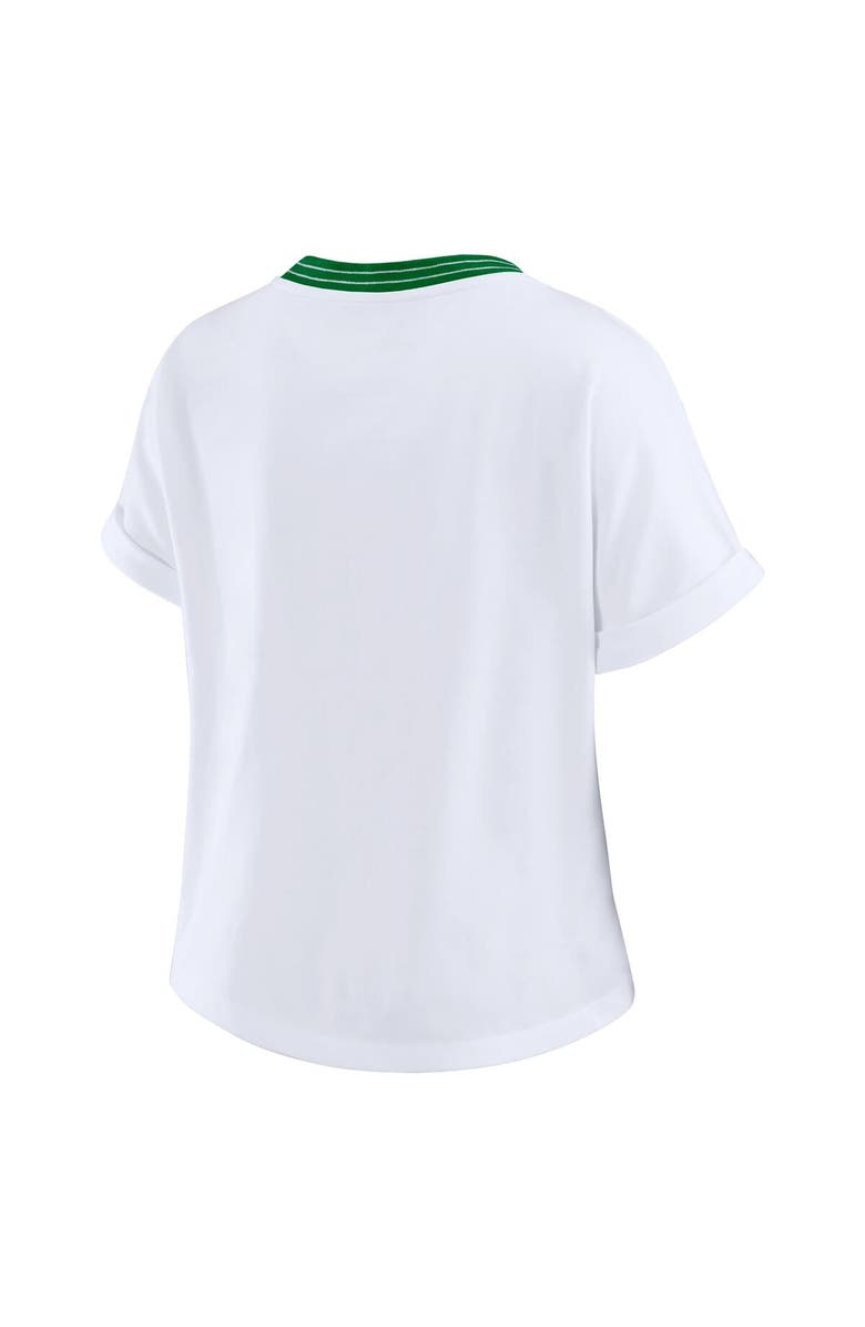 WEAR by Erin Andrews Women's WEAR by Erin Andrews White Philadelphia Eagles Cropped Center Stripe Dolman T-Shirt, Alternate, color, White