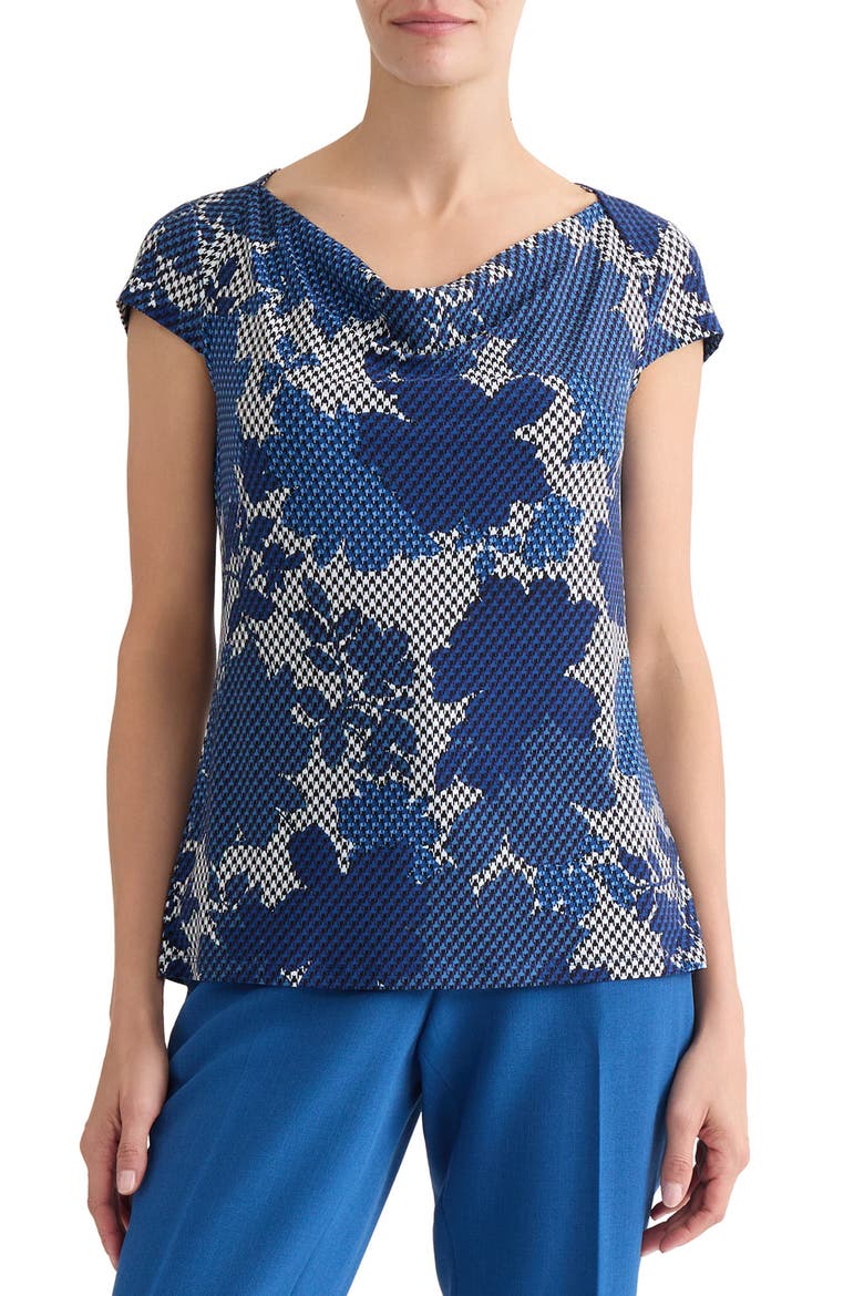 Floral Print Cowl Neck Top, Main, color, VANILLA ICE MULTI