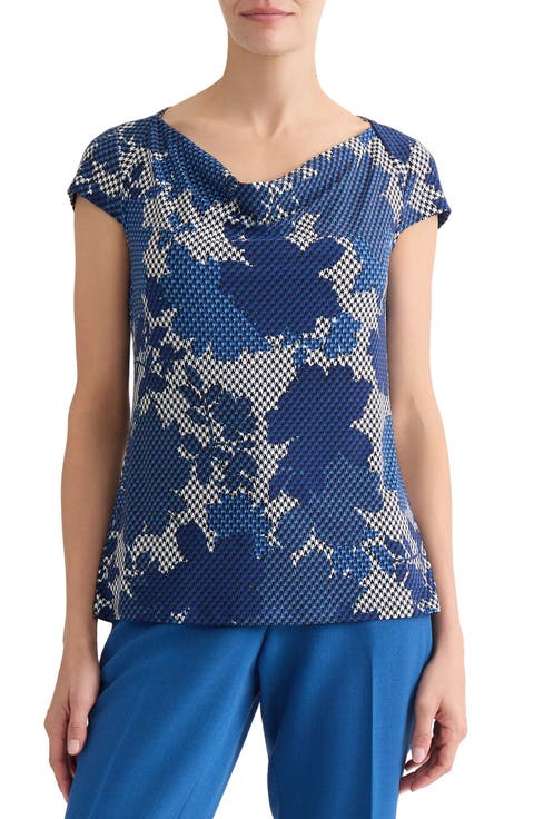 Floral Print Cowl Neck Top