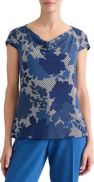 KASPER Floral Print Cowl Neck Top