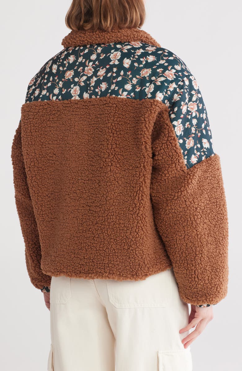 BLANKNYC Floral Quilted Trim Fleece Jacket, Alternate, color, 