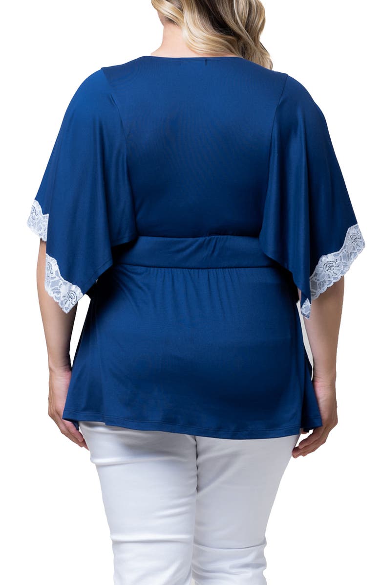 Kiyonna Sarah Lace Trim Top, Alternate, color, Marine Navy