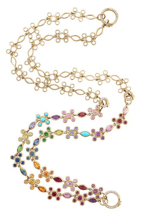 In Sync Gold Sapphire and Diamond Transformer Necklace