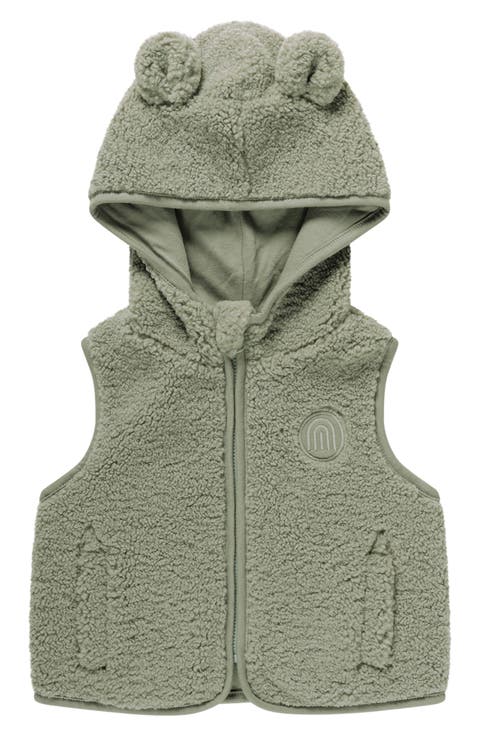 Kids' High-Pile Fleece Hooded Vest