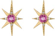 EDEN PRESLEY Pink Tourmaline & Diamond Large Starburst Stud Earrings