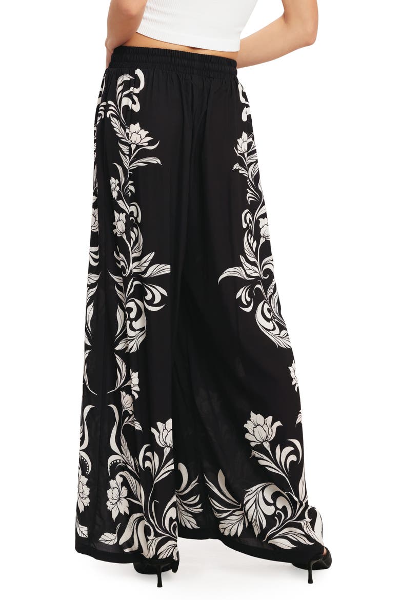 Print Wide Leg Pants, Alternate, color, BLACK