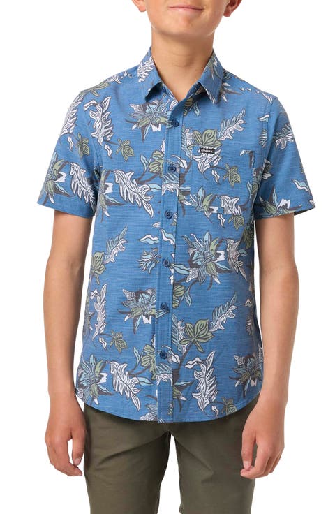 Kids' Standard Fit Short Sleeve Performance Button-Up Shirt (Big Kid)