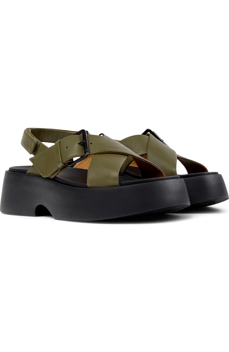 Camper Tasha X-Strap Platform Sandal, Main, color, Dark Green