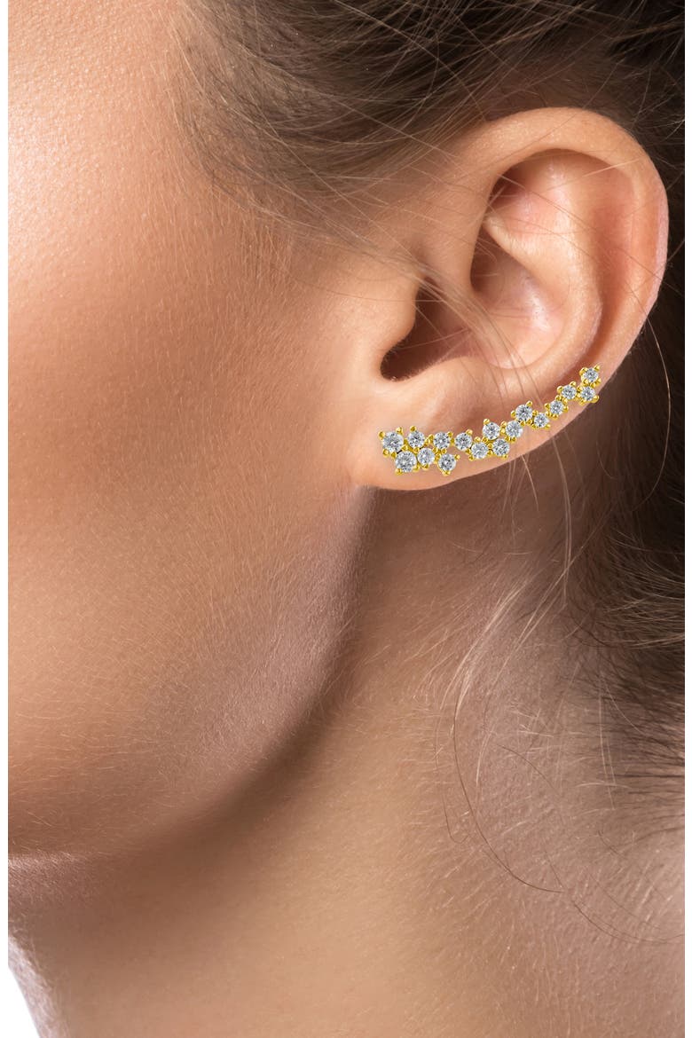 Scattered Round Cubic Zirconia Ear Crawlers, Alternate, color, CLEAR GOLD