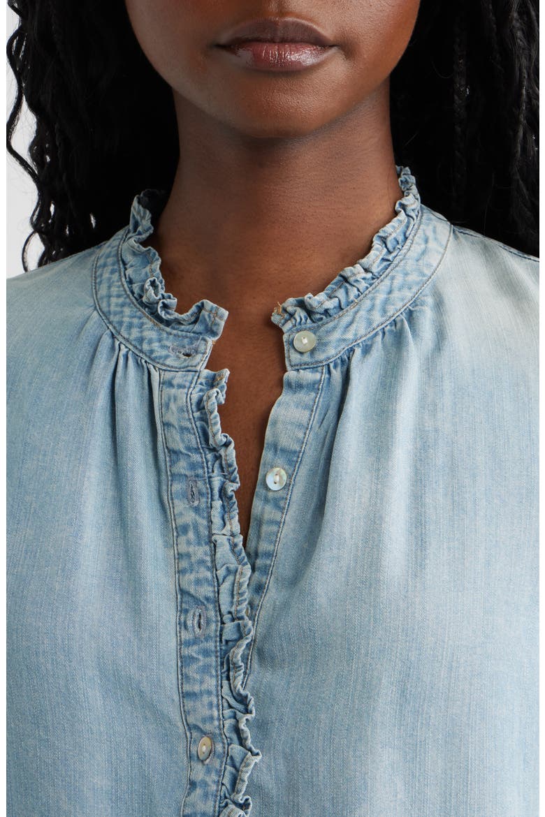 Kimmy Ruffle Chambray Top, Alternate, color, WASHED BLUE