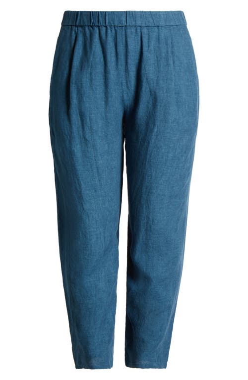 Eileen Fisher Pleated Organic Linen Lantern Pants In Harbor