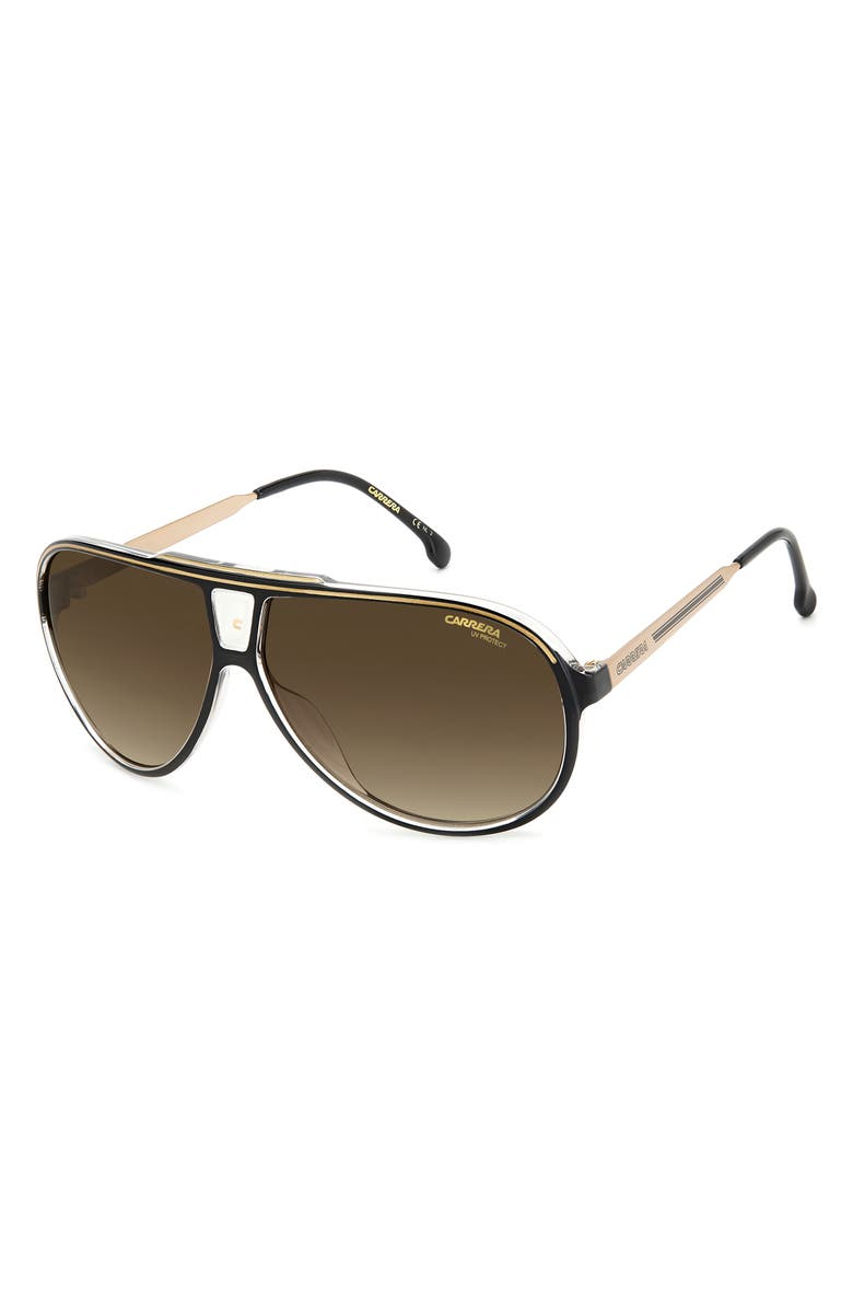 Carrera Eyewear 63mm Polarized Aviator Sunglasses, Alternate, color, Oxford