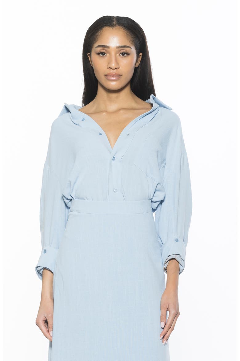 Amber Oversize Linen & Cotton Button-Up Shirt, Alternate, color, BLUE