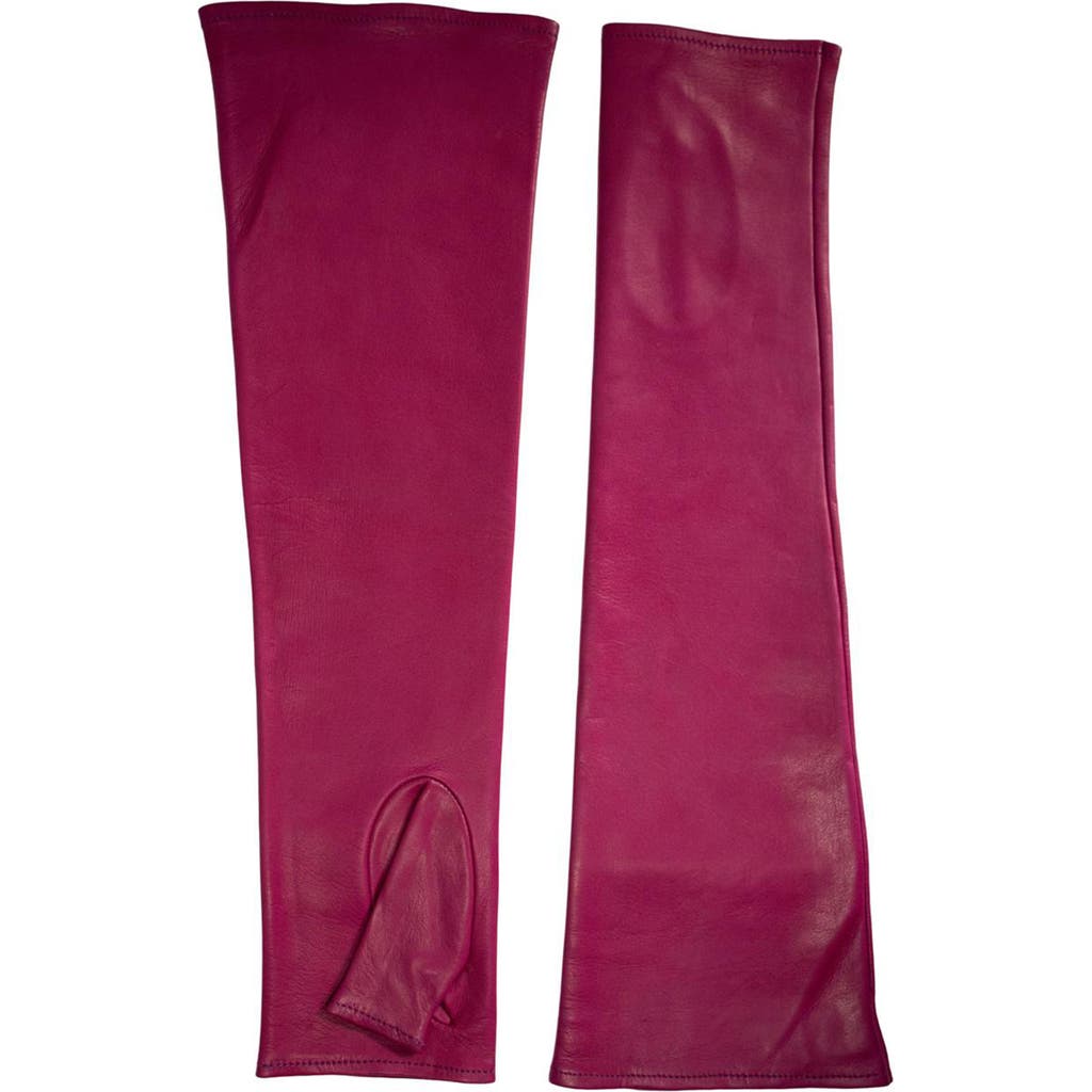 Paula Rowan Fergie Long Leather Fingerless Gloves in Geranio at Nordstrom, Size 7