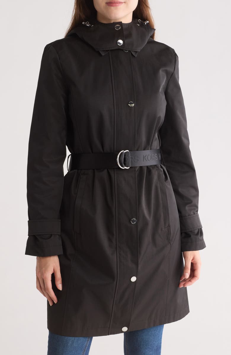 Michael Kors Logo Belted Trench Coat, Main, color,