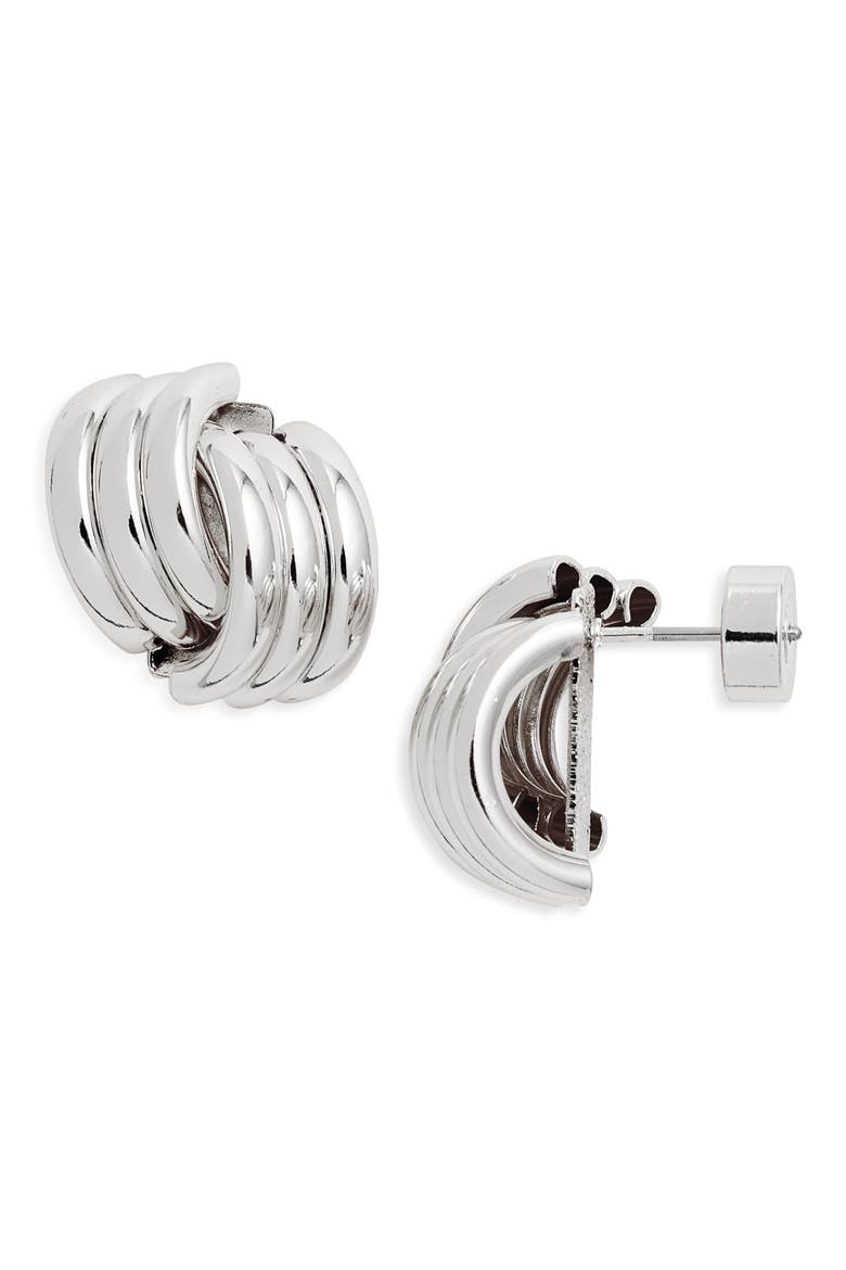 Double Rib Twist Stud Earrings, Main, color, SILVER