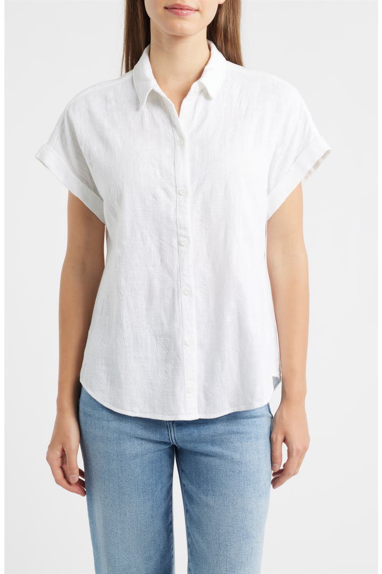 Short Sleeve Button-Up Shirt, Main, color, WHITE