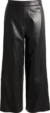 KOBI HALPERIN Bernie Faux Leather Wide Leg Crop Pants