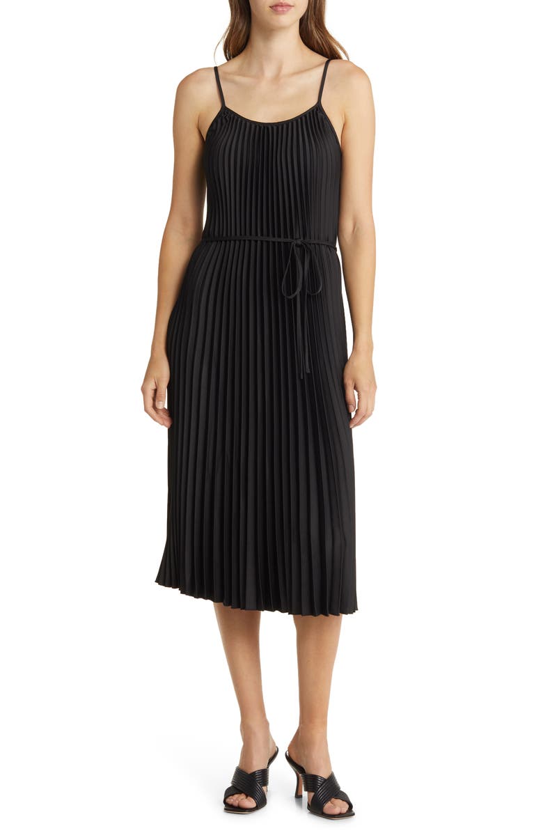 Sam Edelman Hammered Satin Plissé Dress, Main, color, 