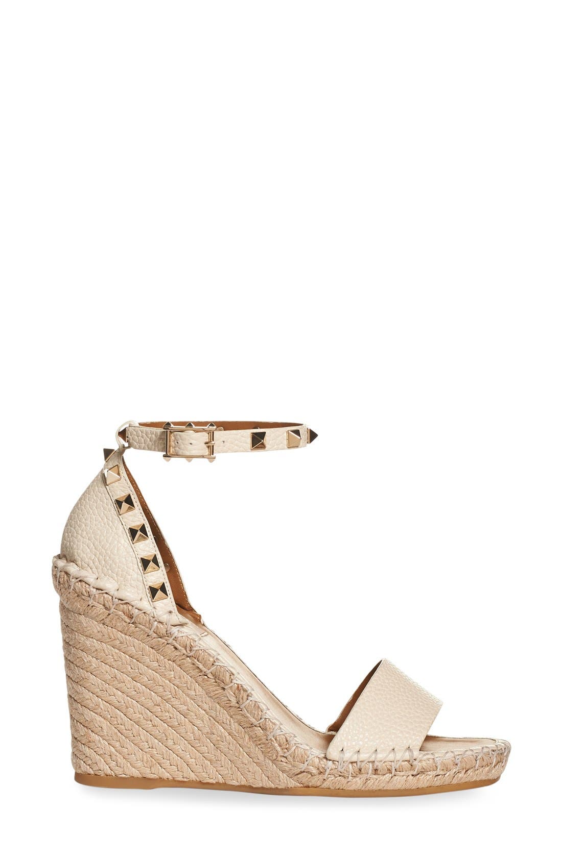 Rockstud Espadrille Wedge, Alternate, color, IVORY