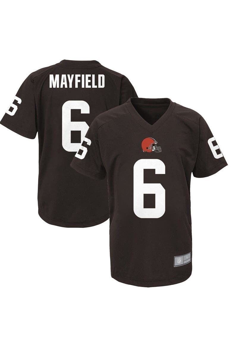 Youth Baker Mayfield Brown Cleveland Browns Performance Player Name & Number V-Neck Top, Main, color, Brown