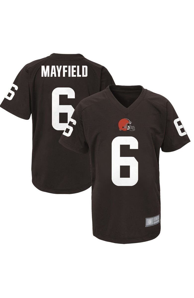 Outerstuff Youth Baker Mayfield Brown Cleveland Browns Performance Player Name & Number V-Neck Top, Main, color, 