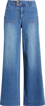 Wit & Wisdom Patch Pocket High Waist Wide Leg Jeans