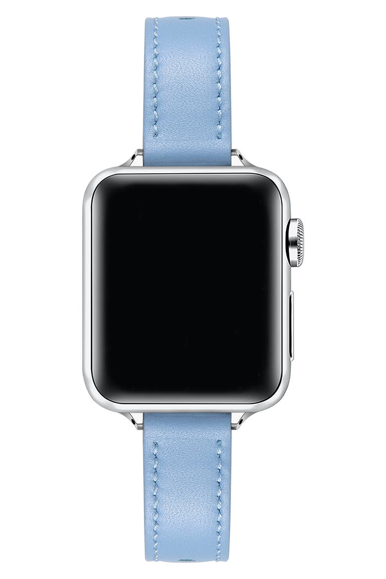 Carmen Leather Apple Watch® Watchband, Alternate, color, ICE BLUE