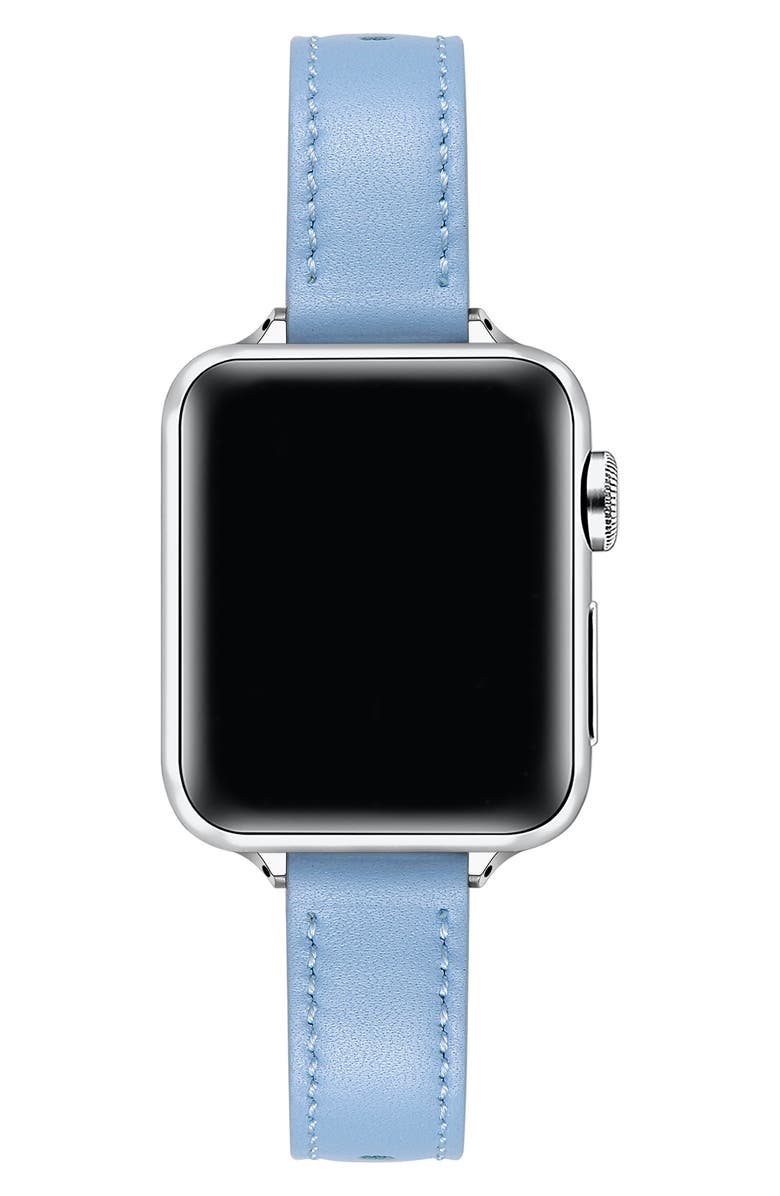 The Posh Tech Carmen Leather Apple Watch<sup>®</sup> Watchband, Alternate, color, Ice Blue