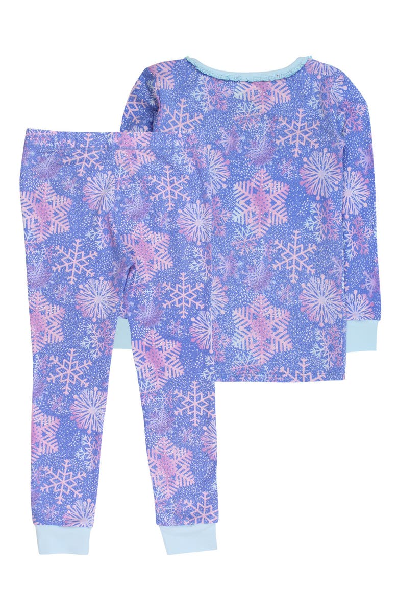 RuffleButts Modal Blend Girls Ruffle Long Sleeve Pajama Set, Alternate, color, Shimmer Snowflakes