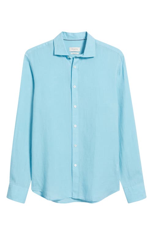 Bugatchi Axel Shaped Fit Linen Button-up Shirt In Turquoise