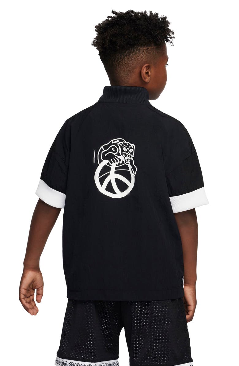 Nike Kids' Culture of Basketball Snap-Up Short Sleeve Warmup Shirt, Alternate, color, 