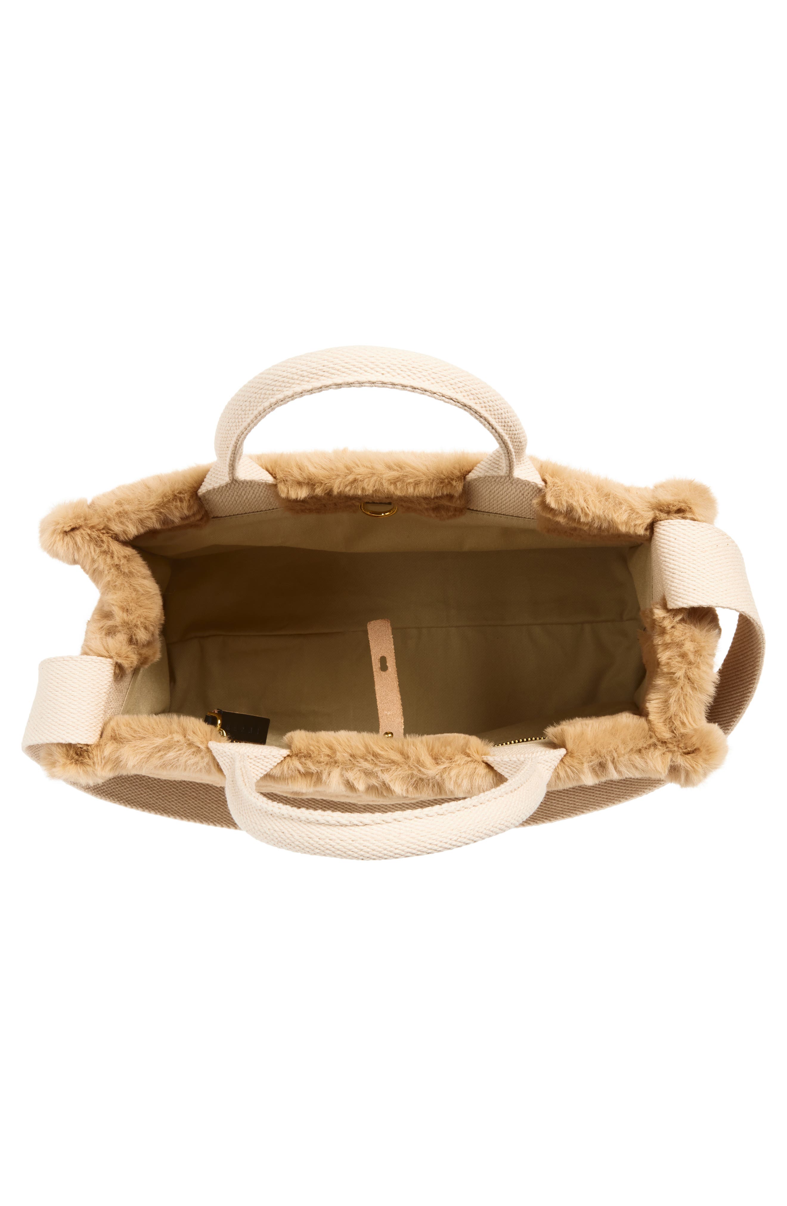 Marni Small Basket Faux Fur Handbag, Alternate, color, Citronelle