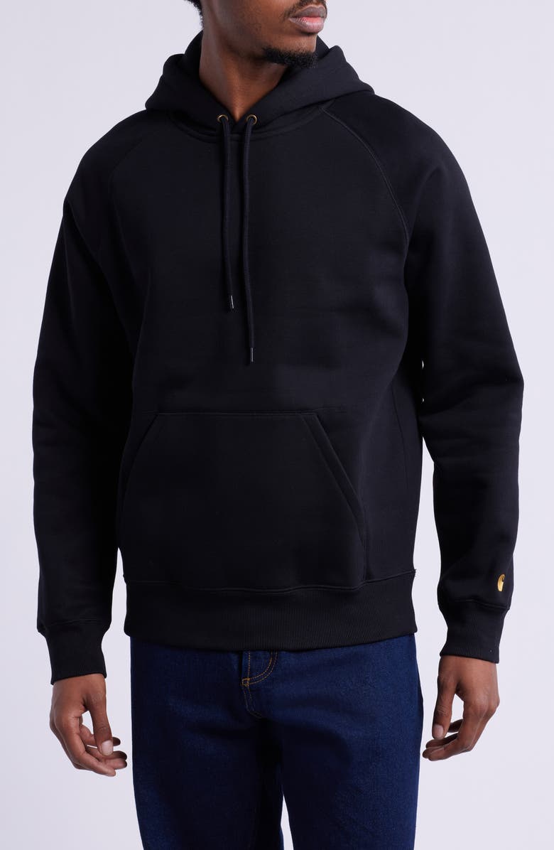 Carhartt Work In Progress Chase Fleece Hoodie, Main, color, Black / Gold