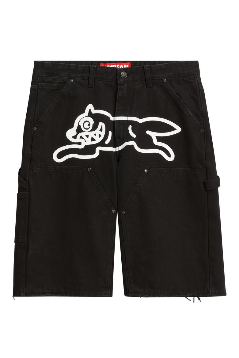 Angelo Logo Detail Denim Utility Shorts, Alternate, color, BLACK CARAMEL
