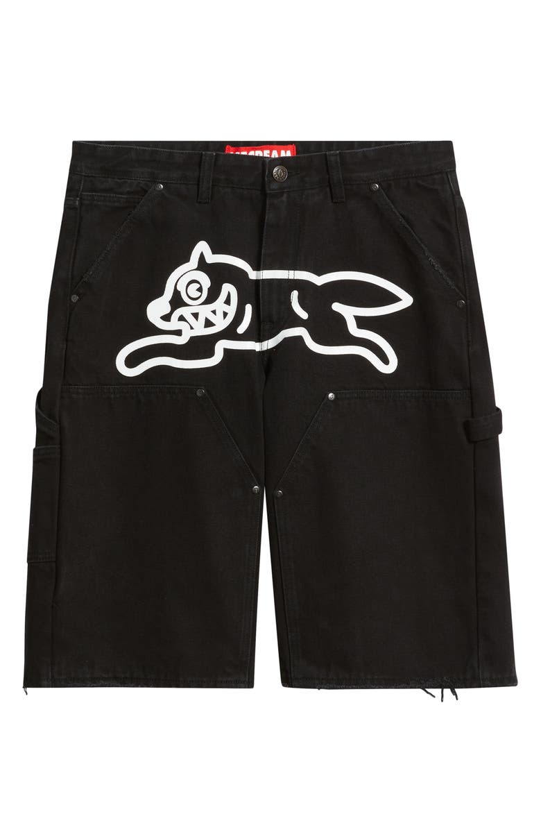 ICECREAM Angelo Logo Detail Denim Utility Shorts, Alternate, color, Black Caramel