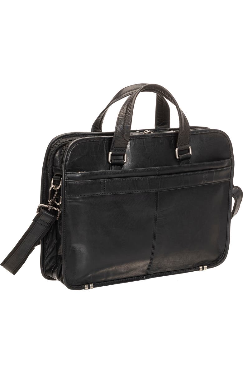 Mancini Triple Compartment Leather Briefcase, Alternate, color, Black