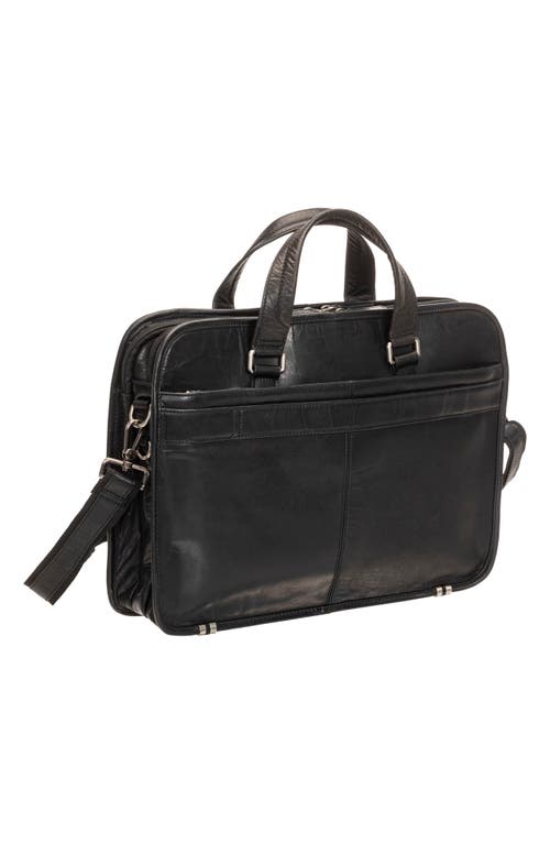 Mancini Triple Compartment Leather Briefcase In Black