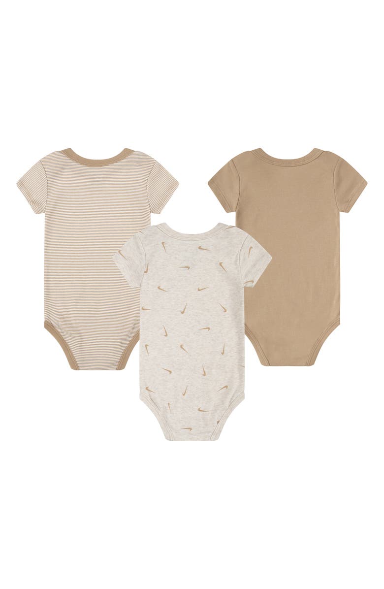 Nike Essentials 3-Pack Assorted Bodysuits, Alternate, color, Pale Ivory Heather
