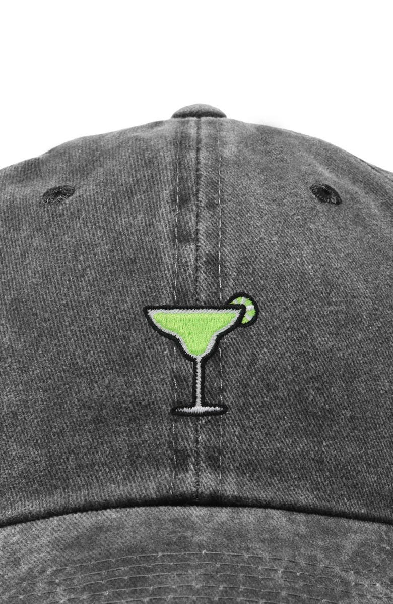 Dalix Margarita Embroidered Dad Hat, Alternate, color, Washed Black