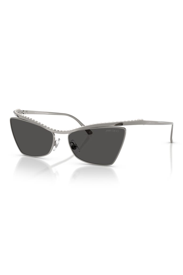 56mm Cat Eye Sunglasses, Alternate, color, GUNMETAL / DARK GREY
