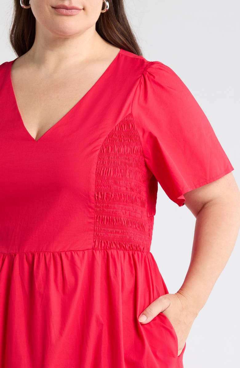 SUGARLIPS Alexis Poplin Tiered Midi Dress, Alternate, color, Cherry-Red