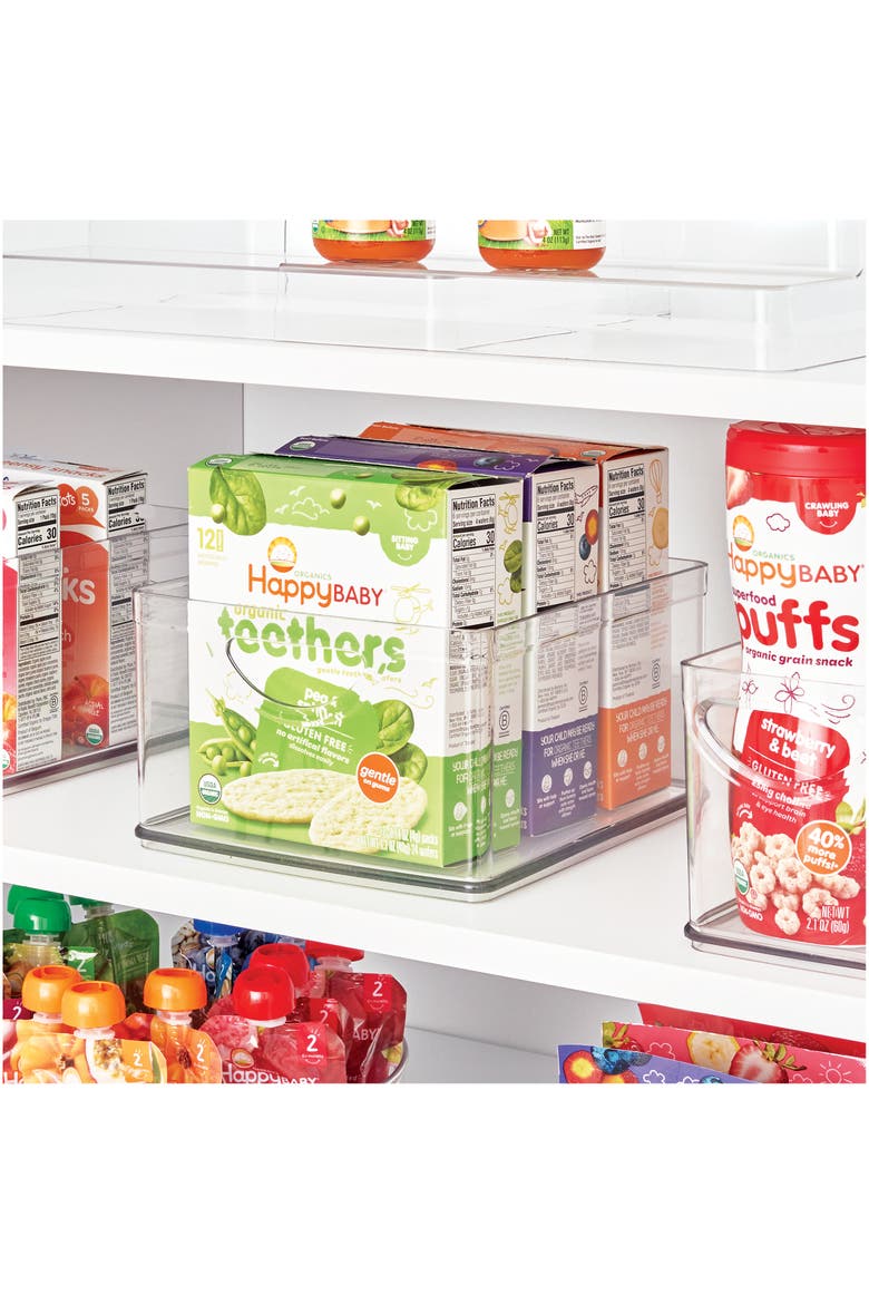 Pantry Organizer Bins with Handles - Storage Bins for Cabinets or Fridge - Set of 4 - Clear, Alternate, color, Clear