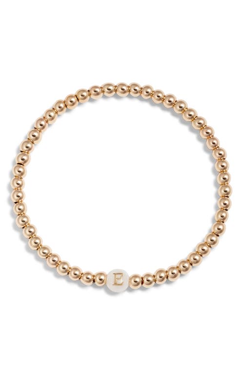 Nashelle Mother Of Pearl Initial Beaded Bracelet In Gold Fill E