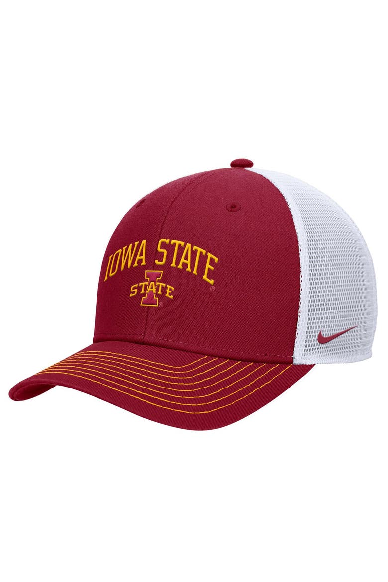 Men's Nike Cardinal Iowa State Cyclones Rise Adjustable Trucker Hat, Main, color, Cardinal