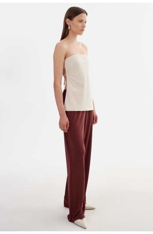 Lamarque Katya | Faux Leather Open Back Strapless Top In White