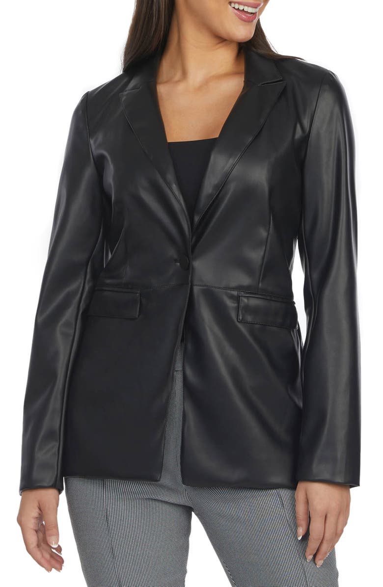 Laundry by Shelli Segal Faux Leather Blazer, Main, color, 