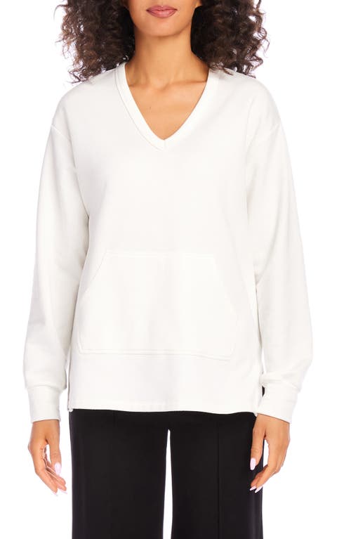 Karen Kane V-neck Sweatshirt In Cream
