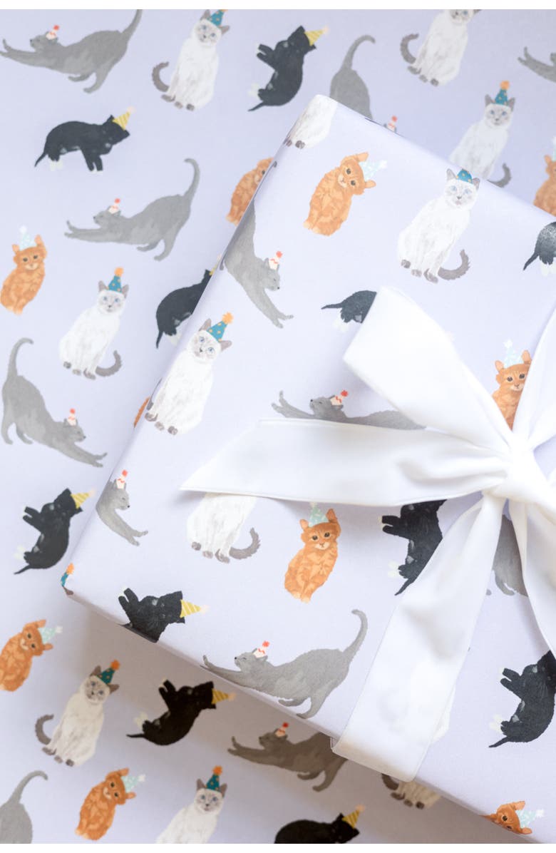 Joy Paper Co. Party Cats Wrapping Paper wrapping paper, Alternate, color, Party Cats Theme